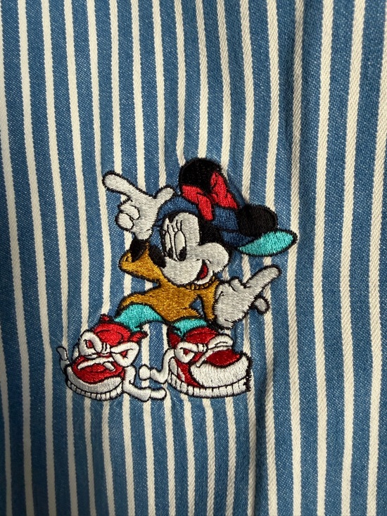 Vintage Disney Mickey Unlimited Striped Shirt Embroidered Button Up size s - Picture 4 of 9